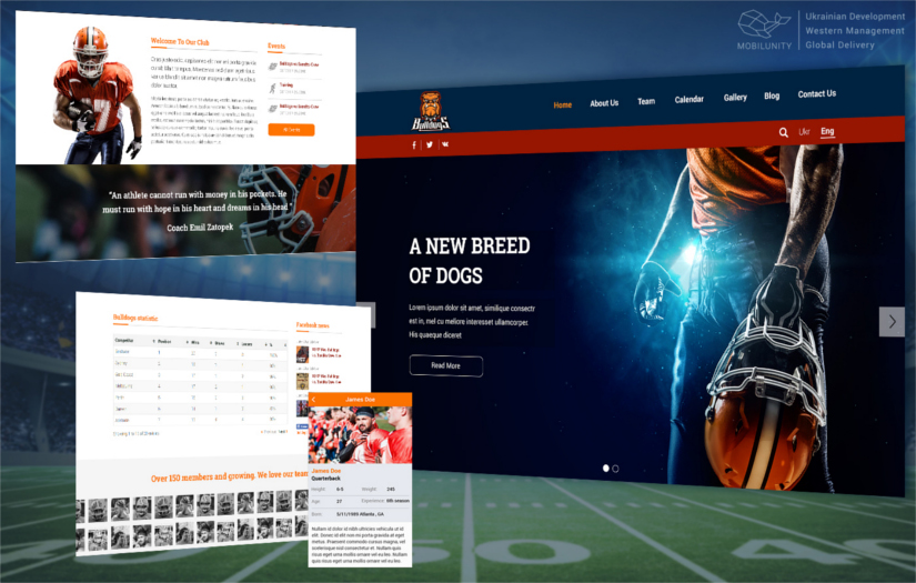 American Football Team Website and Sports Mobile App Development screenshot 2
